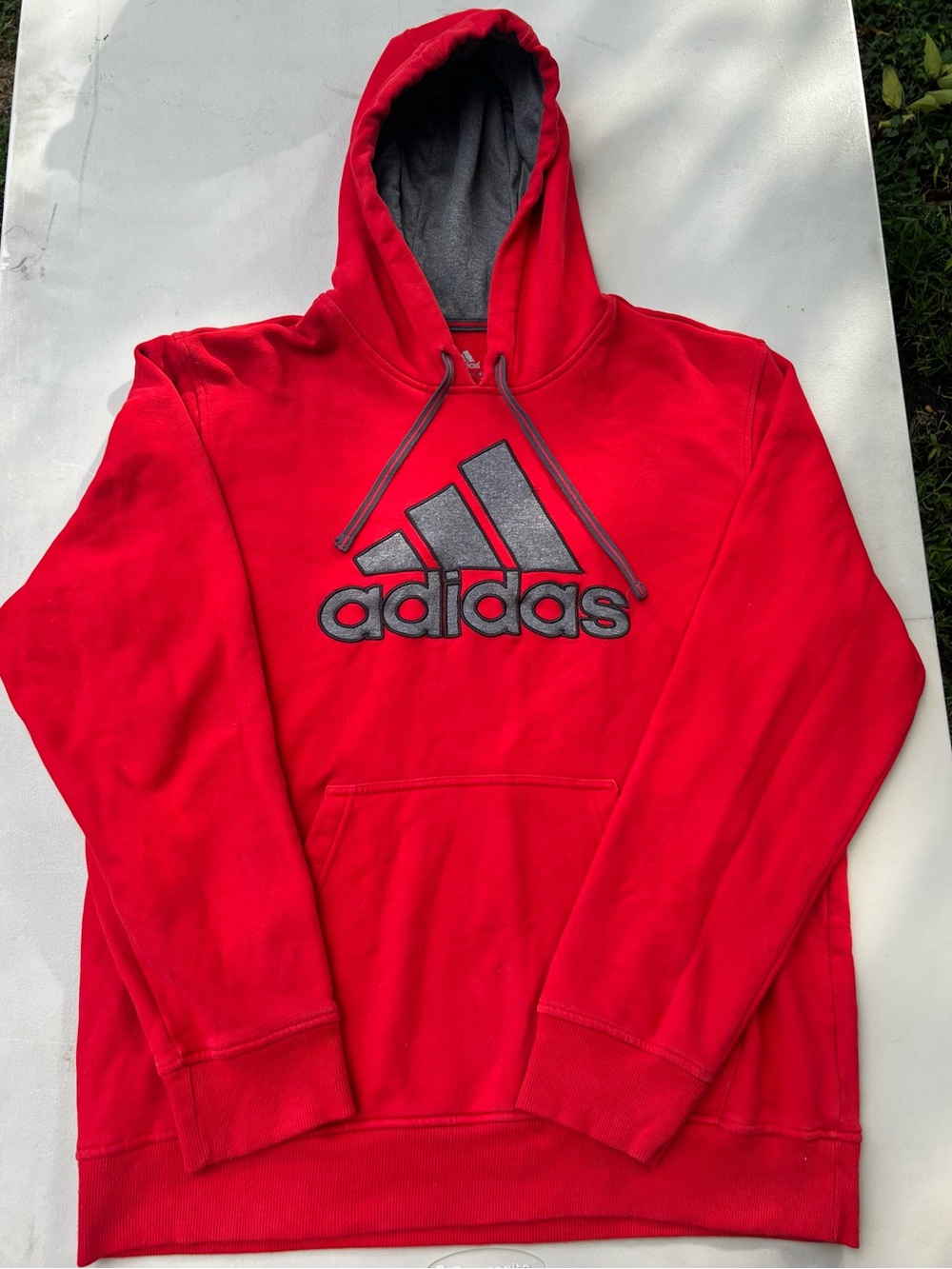adidas Red Pullover Hoodie with Dark Logo